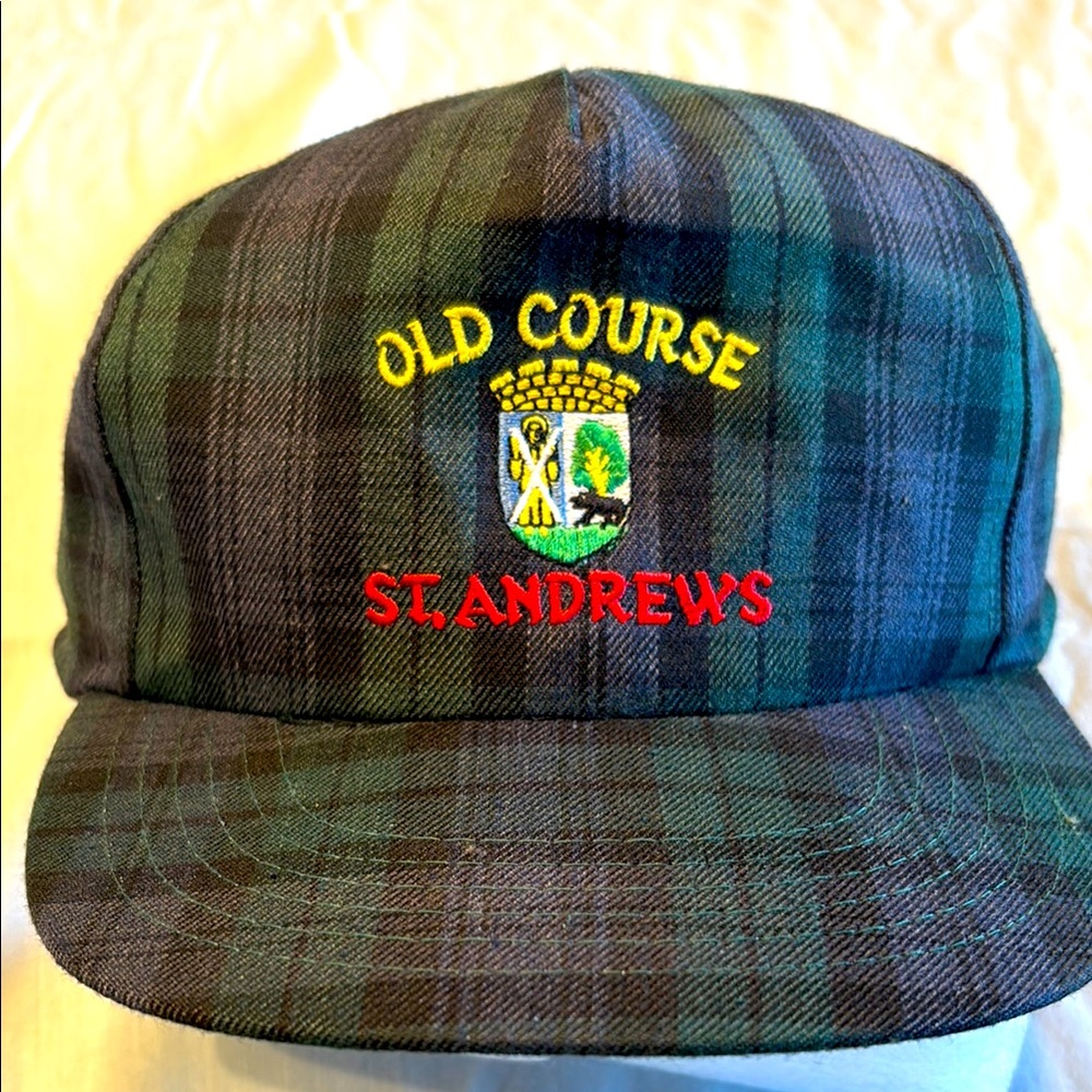 Old Course Embroidered Plaid Golf Cap - Green/Black